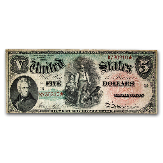 1869 $5.00 Legal Tender Woodchopper "Rainbow" Fine 1869 $5.00 Legal Tender Woodchopper "Rainbow" Fine